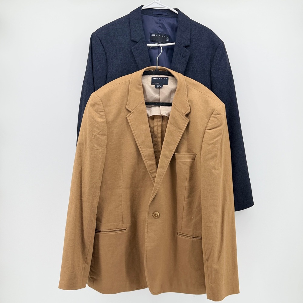 ASOS Design 2 blazers Mens Navy Blue & Khaki Blazer Sport Coat Size US 44 Reg
